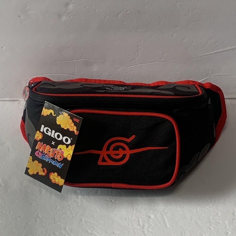 NWT Anime Naruto 3 Can Cooler Bag Insulated Igloo Fanny Pack Black